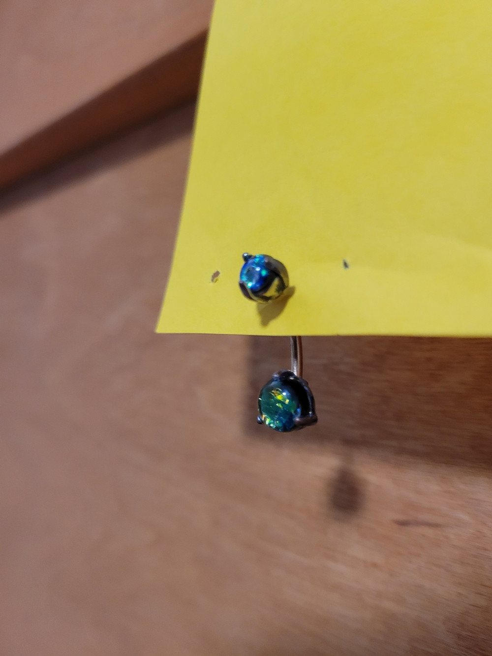 Opal-Effect Dangle Belly Ring in Blue-Green